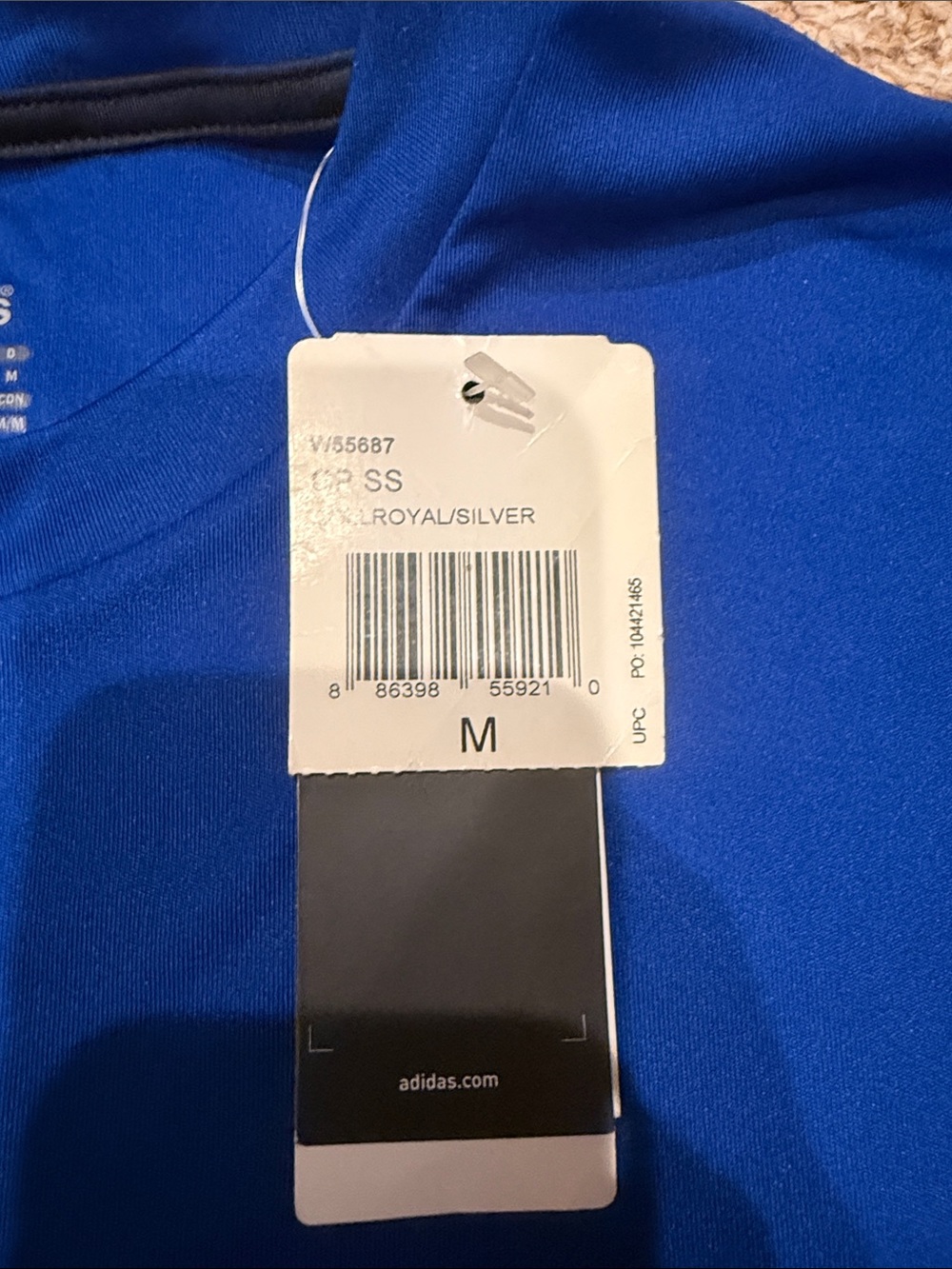 adidas Royal Blue Short Sleeve Athletic Tee with Silver Tag